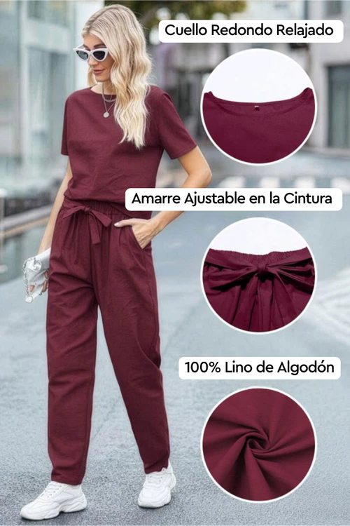 100% Algodón Lino Monocromo Co-ord