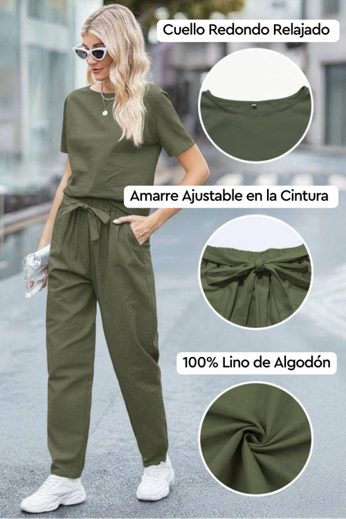 100% Algodón Lino Monocromo Co-ord