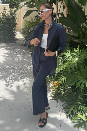 Conjunto de camisa oversize 100% algodón y pantalón de pata ancha