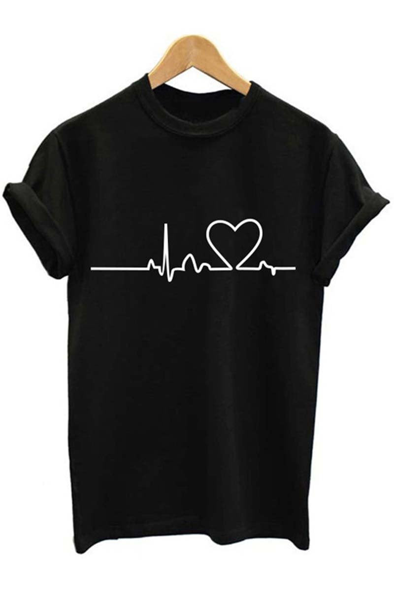 Camiseta con estampado de ritmo cardíaco