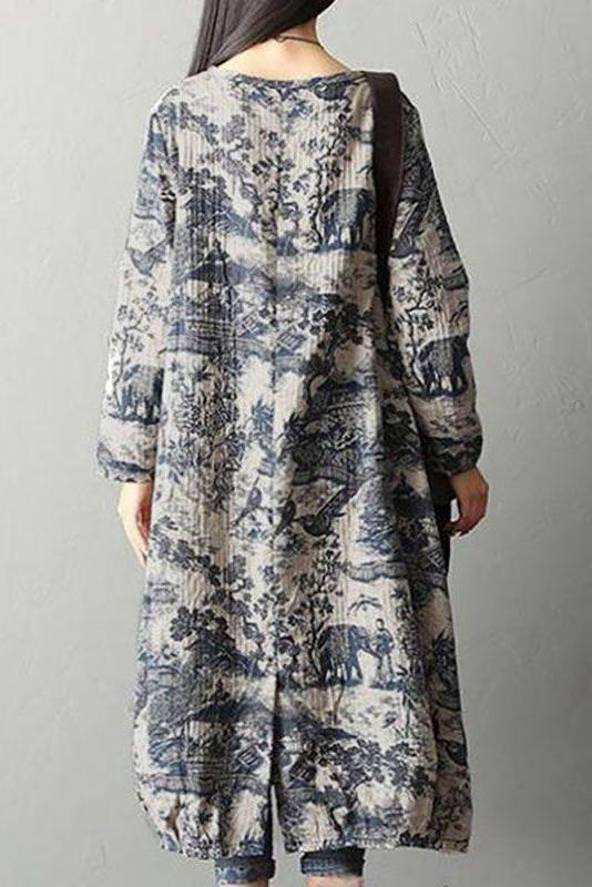 Vestido con Estampado de Porcelana Japones Azul