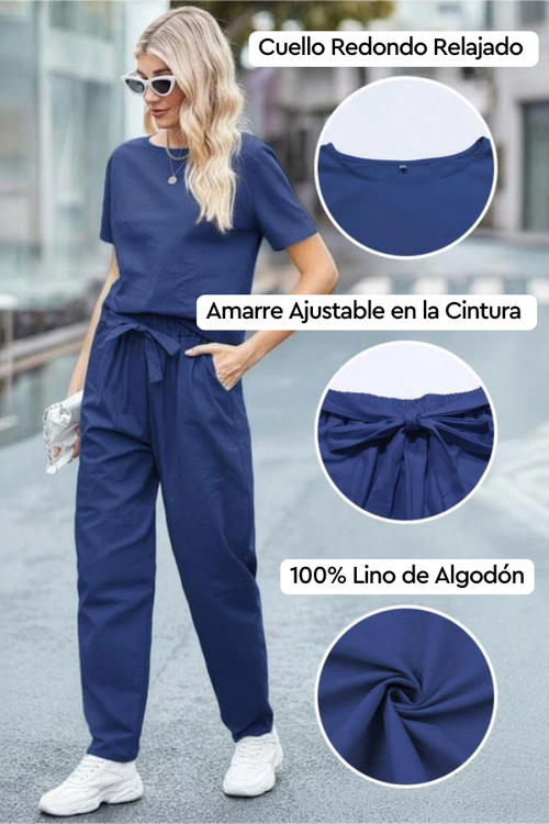 100% Algodón Lino Monocromo Co-ord