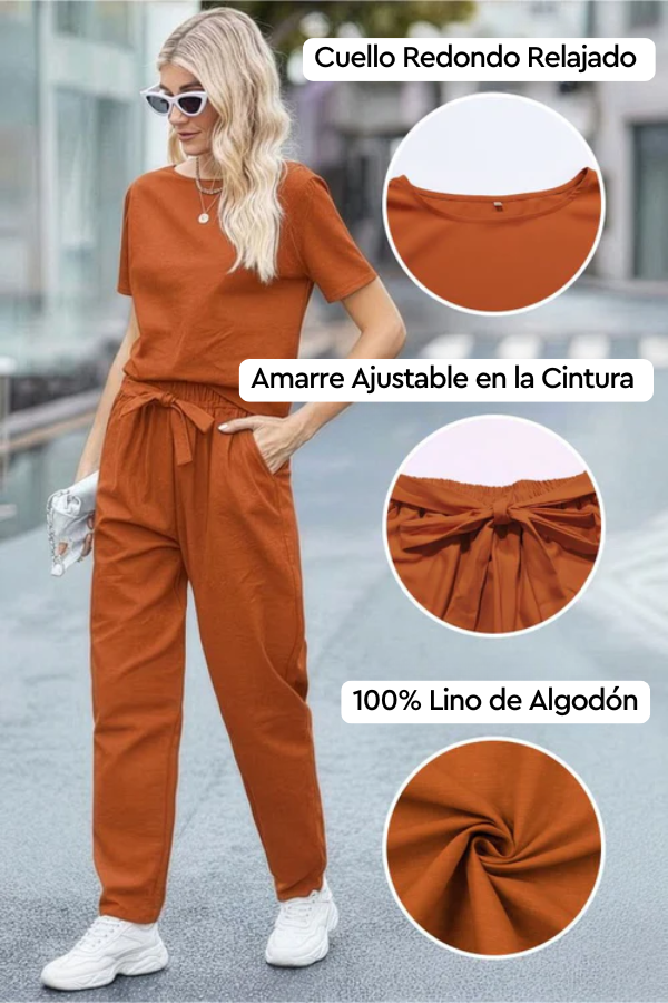 100% Algodón Lino Monocromo Co-ord