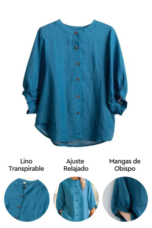 Blusa holgada de lino transpirable