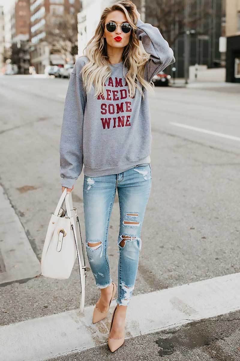 Camiseta Manga Larga ''Mama Needs Some Wine''