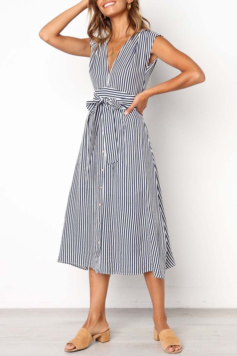 Vestido de tirantes midi a rayas