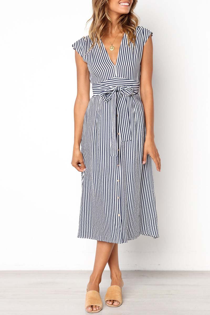 Vestido de tirantes midi a rayas