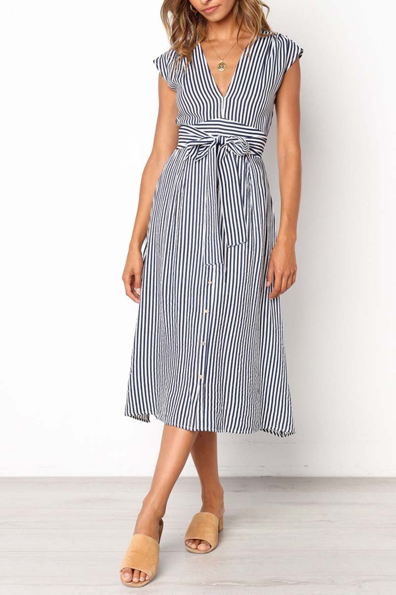 Vestido de tirantes midi a rayas