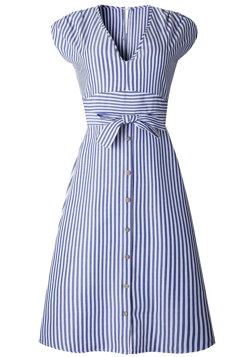 Vestido de tirantes midi a rayas