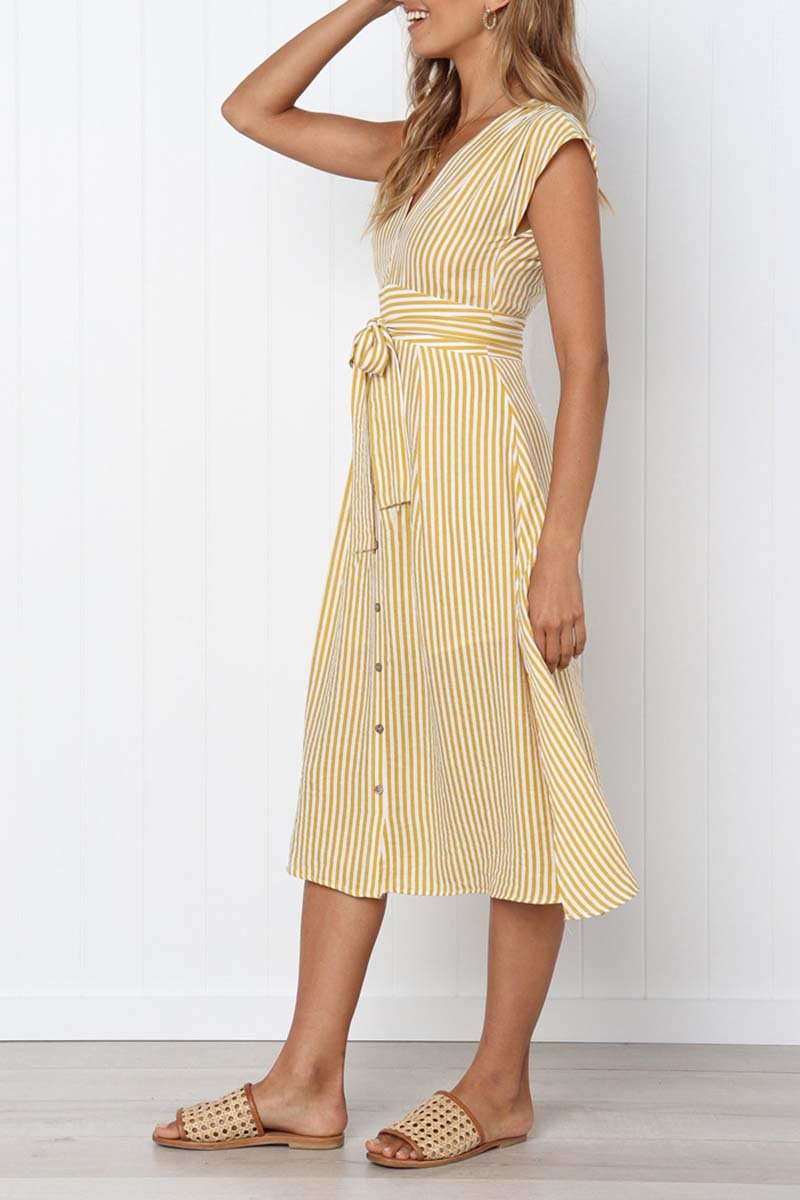 Vestido de tirantes midi a rayas