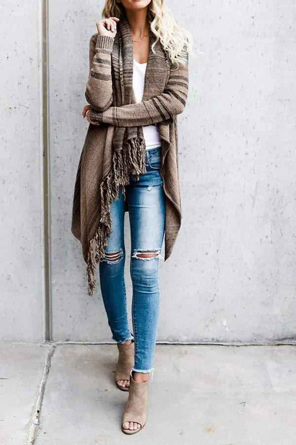 Chaqueta Chal Con Flecos