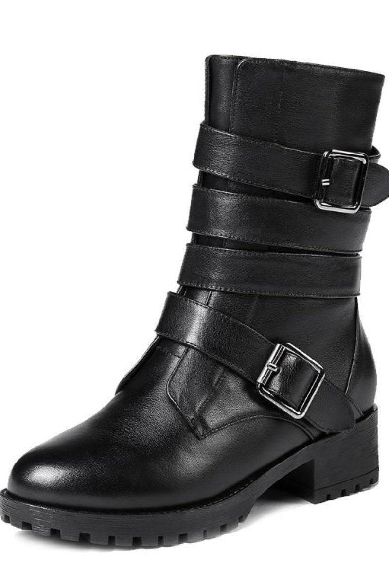 Botas con Correas Negras y Hebillas Múltiples