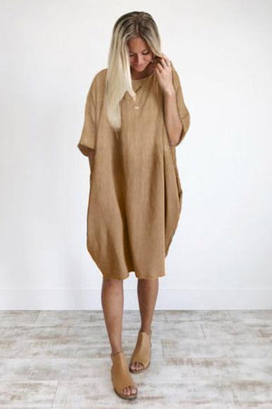 Vestido Nude Lino Talla Grande