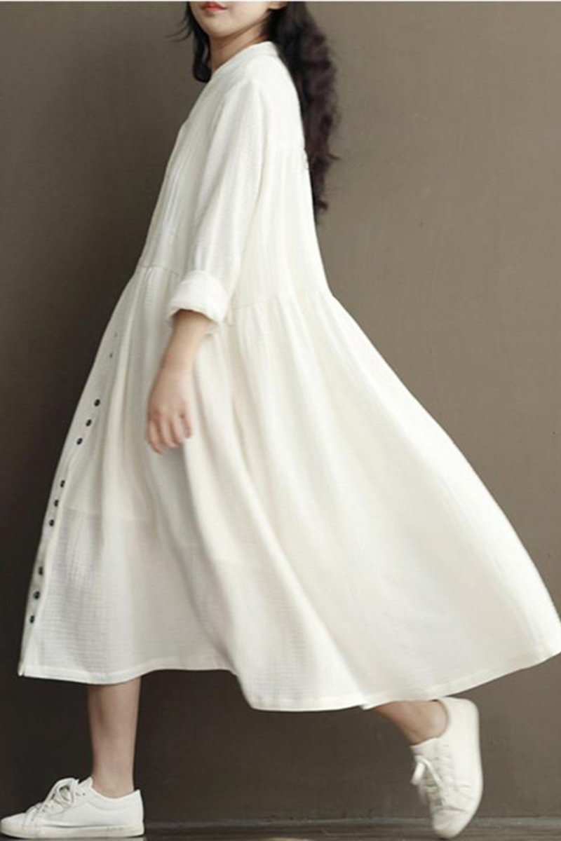 Vestido Largo con Botones Frontales