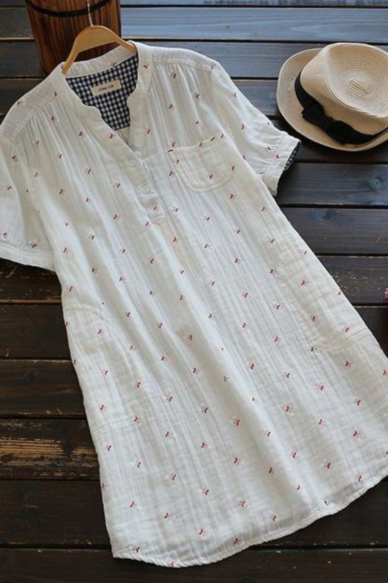 Vestido Camisero de Manga Corta con Estampado Salvaje