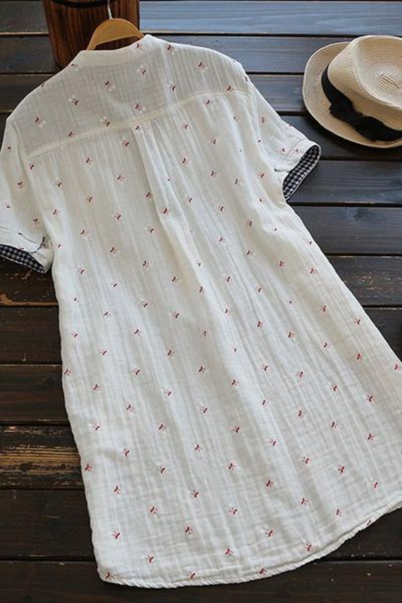 Vestido Camisero de Manga Corta con Estampado Salvaje